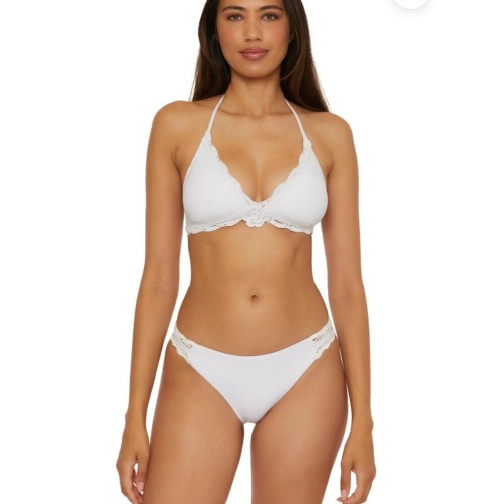 BECCA Colette Bikini Set L NWT Lace Trim Triangle Top Tie Side Bottom